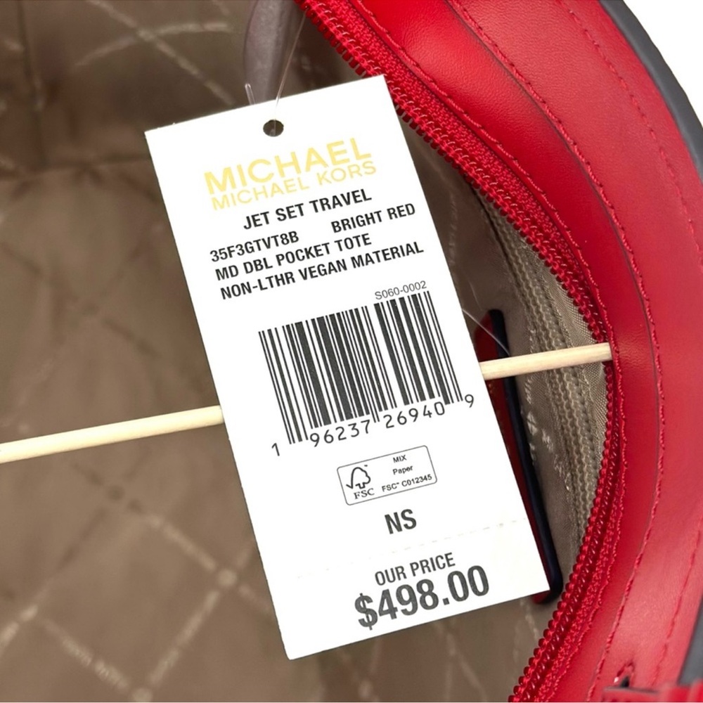 Michael Kors Jet Set Medium Pocket Tote Bag Red/Gold (NWT) - Picture 10 of 10